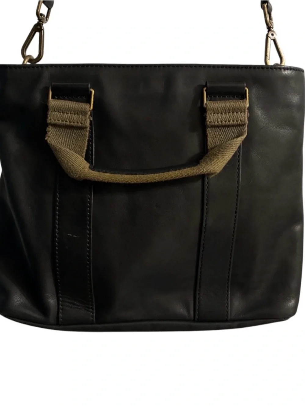 FEED Black Genuine Leather Work Bag Crossbody
